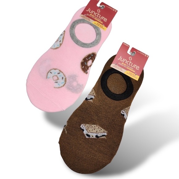 Juncture donut & Smore Women's Fashion no slip shoe Liner Socks 2 pack Size 5-9 - Picture 1 of 10
